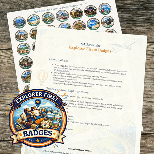 VA Rewards: Explorer Firsts Badges (Part 1) - DIGITAL PDF - The Vacation Agent