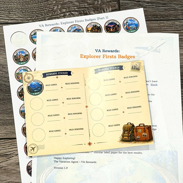 VA Rewards: Explorer Firsts Badges (Part 1) - DIGITAL PDF - The Vacation Agent