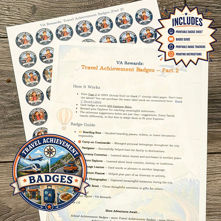 VA Rewards: Travel Achievement Badges (Part 2) - DIGITAL PDF - The Vacation Agent